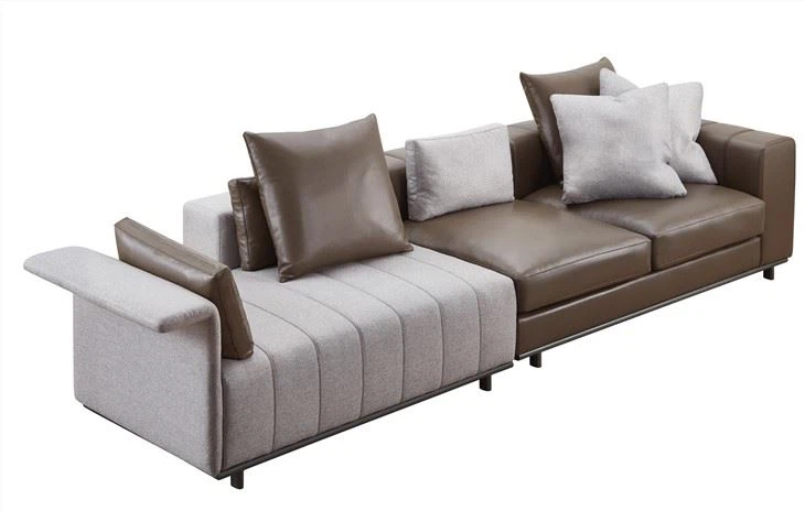 Villa Chaise With Armrest Living Room Two Seat Leather Sofa Couch Sofa